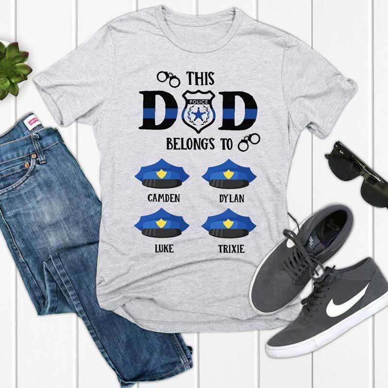 Police This Dad Belongs To Thin Blue Line Personalized Police Shirt