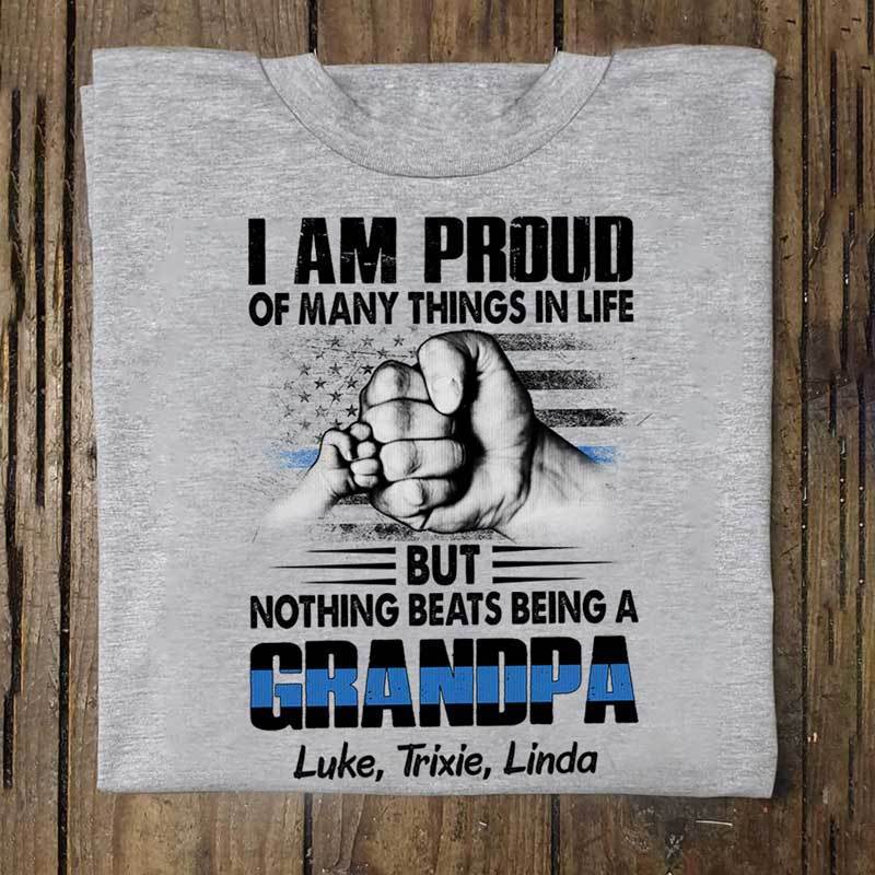 Proud Police Grandpa Thin Blue Line Personalized Police Shirt