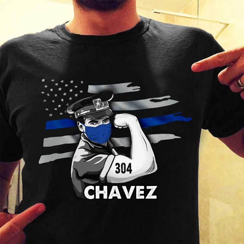 Strong Police Officer Thin Blue Line Personalized Police Shirt