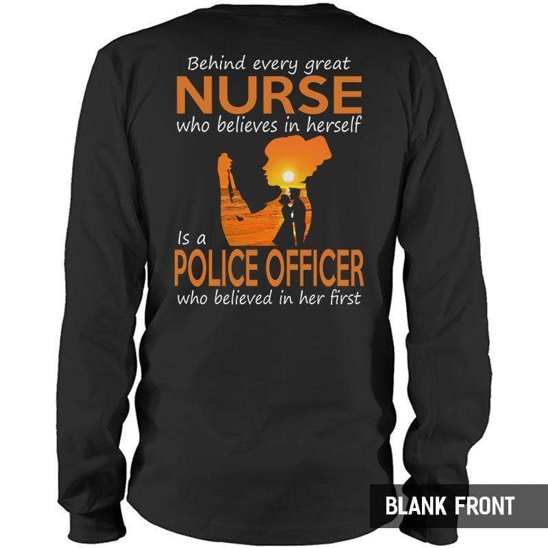 Behind Every Great Nurse Is A Police Thin Blue Line Shirt