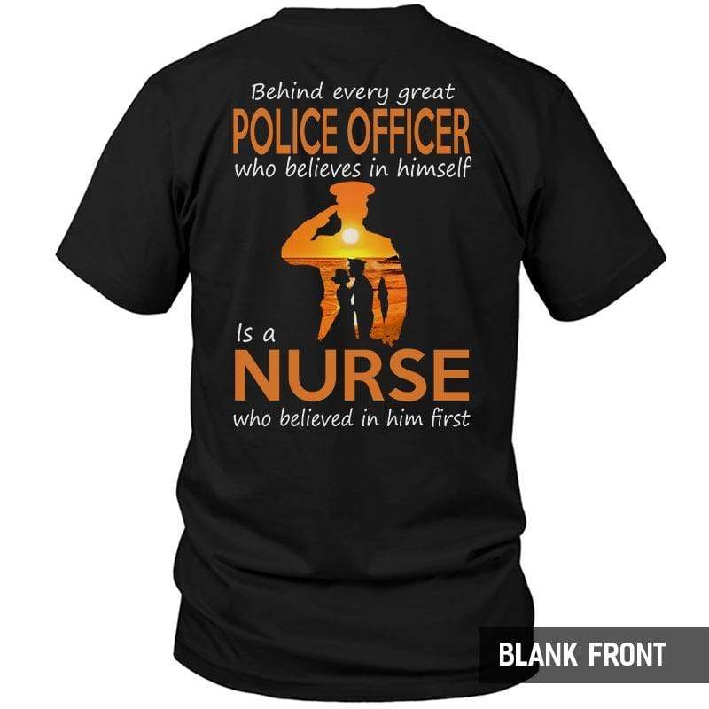 Behind Every Great Police Officer Is A Nurse Thin Blue Line Shirt