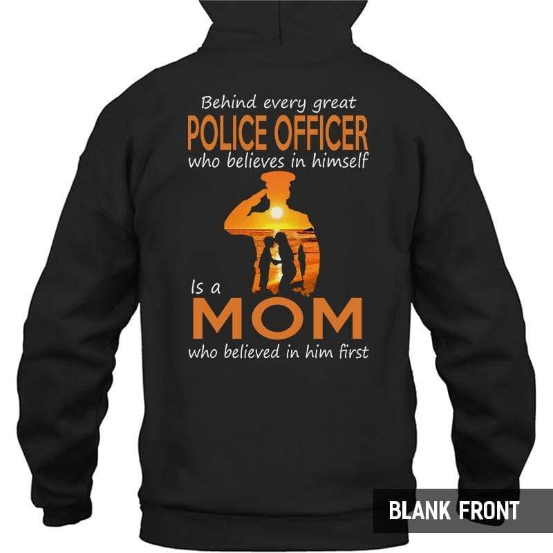 Behind Every Great Police Officer Is A Police Mom Sunset Thin Blue Line Shirt