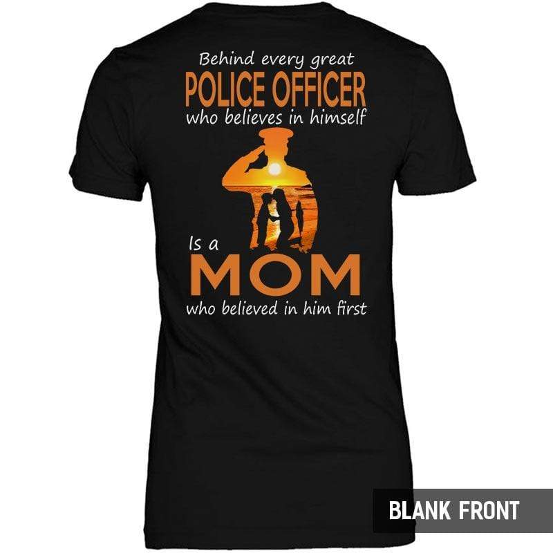 Behind Every Great Police Officer Is A Police Mom Sunset Thin Blue Line Shirt