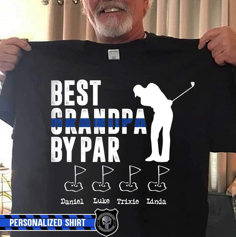 Best Grandpa By Par Personalized Police Shirt