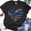Flag Police Heart Flower Thin Blue Line Personalized Police Shirt