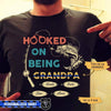 Hooked On Being Grandpa Retro Personalized Police Shirt