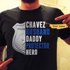Husband Daddy Protector Hero Half Police Badge Thin Blue Line Personalized Police Shirt