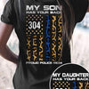 My Son Has Your Back Police Mom Leopard Flag Thin Blue Line Personalized Police Shirt