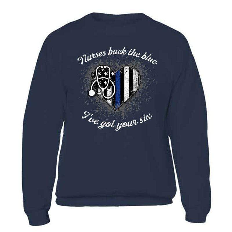 Nurses Back The Blue Color Drop Thin Blue Line Heart Shirt