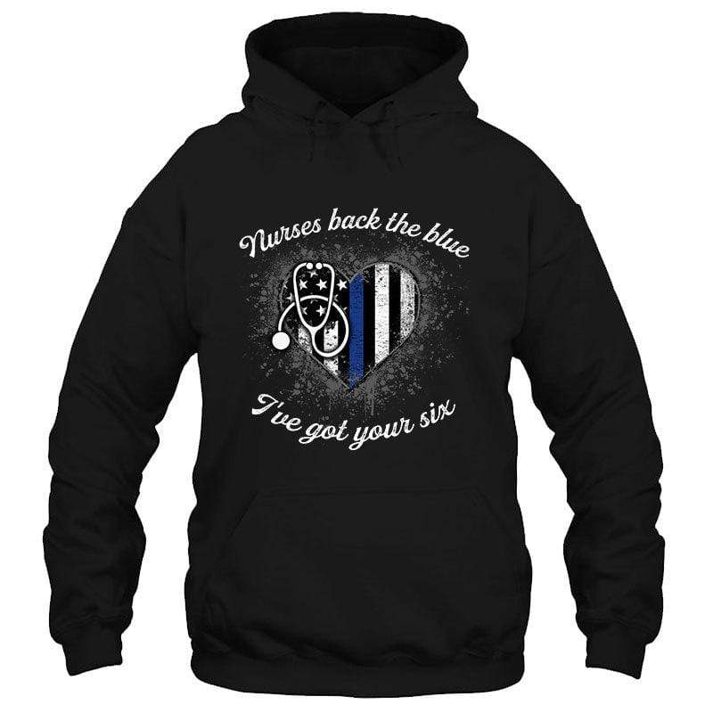 Nurses Back The Blue Color Drop Thin Blue Line Heart Shirt