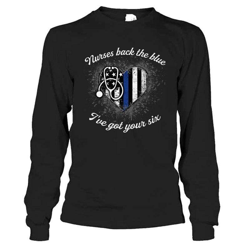 Nurses Back The Blue Color Drop Thin Blue Line Heart Shirt
