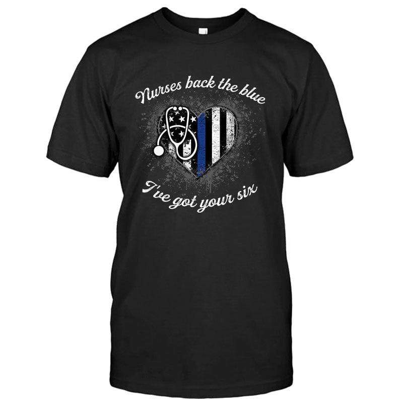 Nurses Back The Blue Color Drop Thin Blue Line Heart Shirt