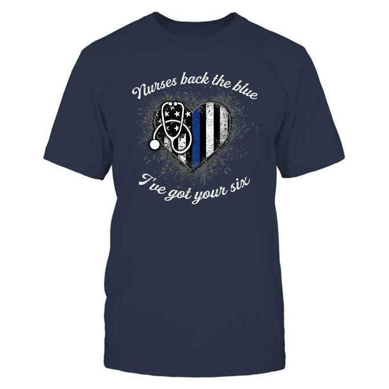 Nurses Back The Blue Color Drop Thin Blue Line Heart Shirt
