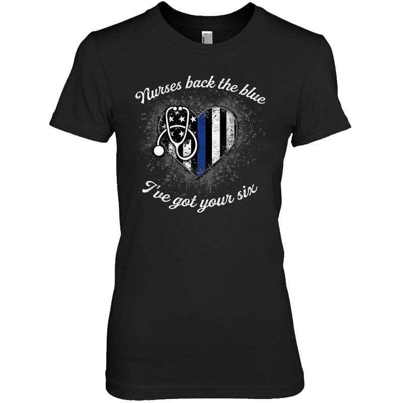 Nurses Back The Blue Color Drop Thin Blue Line Heart Shirt