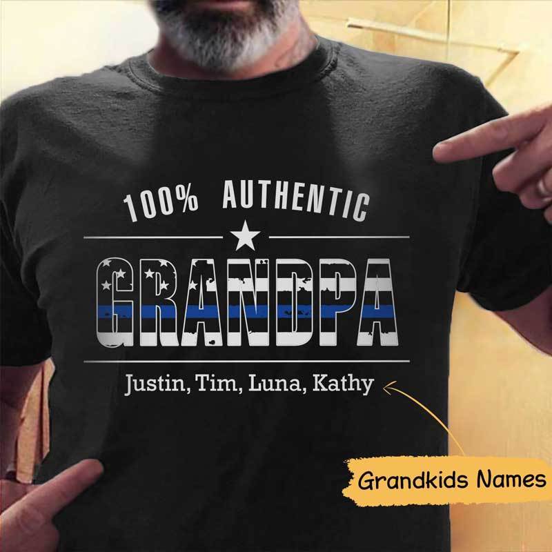 Police Authentic Grandpa Thin Blue Line Personalized Police Shirt