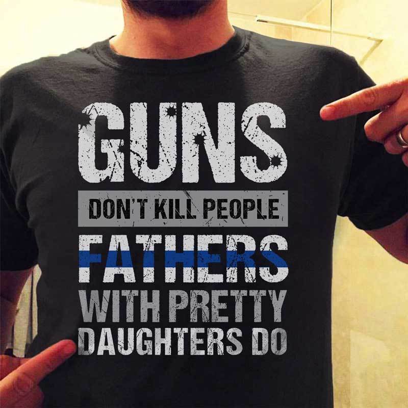 Police Dad With Pretty Daughter Thin Blue Line Shirt