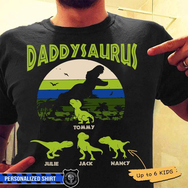 Police Daddysaurus Thin Blue Line Personalized Police Shirt