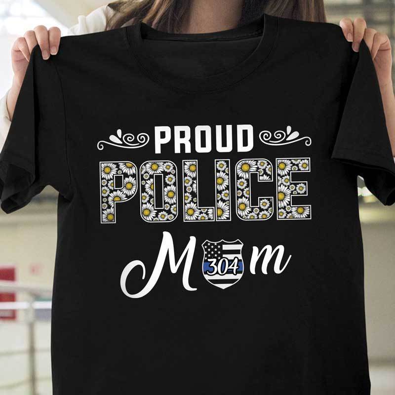 Proud Police Mom Daisy Thin Blue Line Personalized Police Shirt