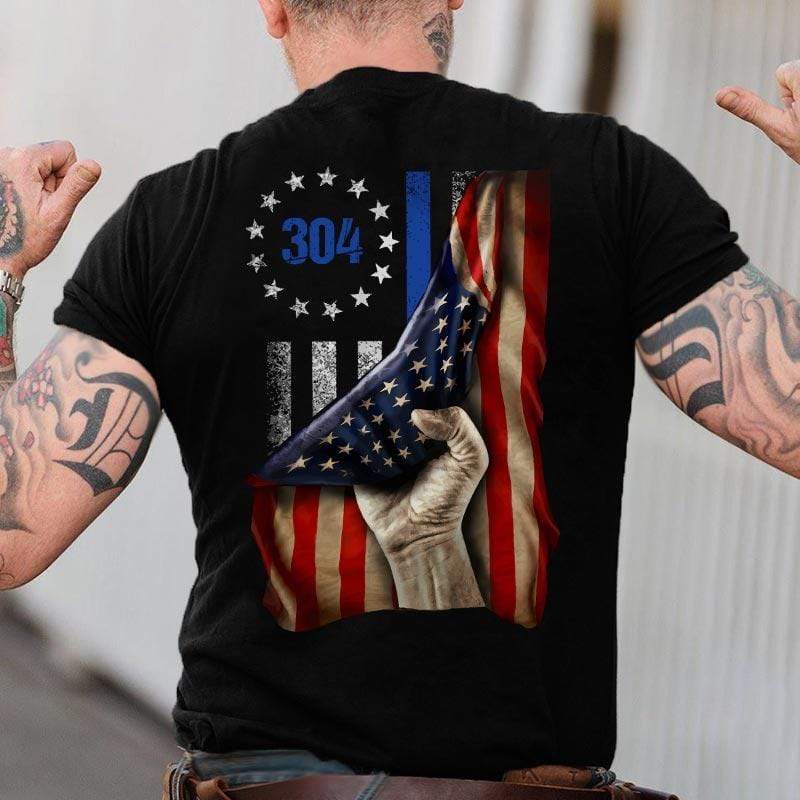 Tearing Nation Flag Circle Star Personalized Police Shirt