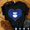 Thin Blue Line Police Badge Pattern Heart Thin Blue Line Personalized Police Shirt