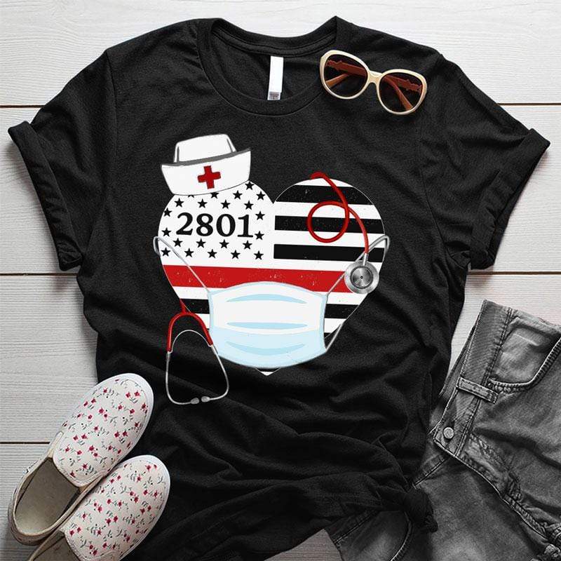 Flag Heart Firefighter And Nurse Couple Personalized Shirt