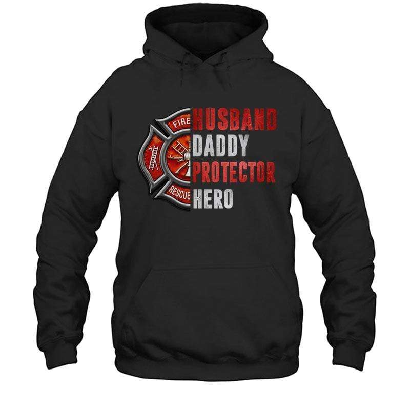 TRL - Husband Daddy Protector Hero Half Firefighter Emblem Shirt