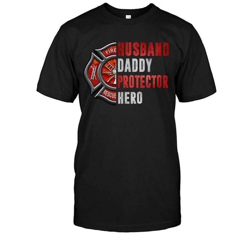 TRL - Husband Daddy Protector Hero Half Firefighter Emblem Shirt