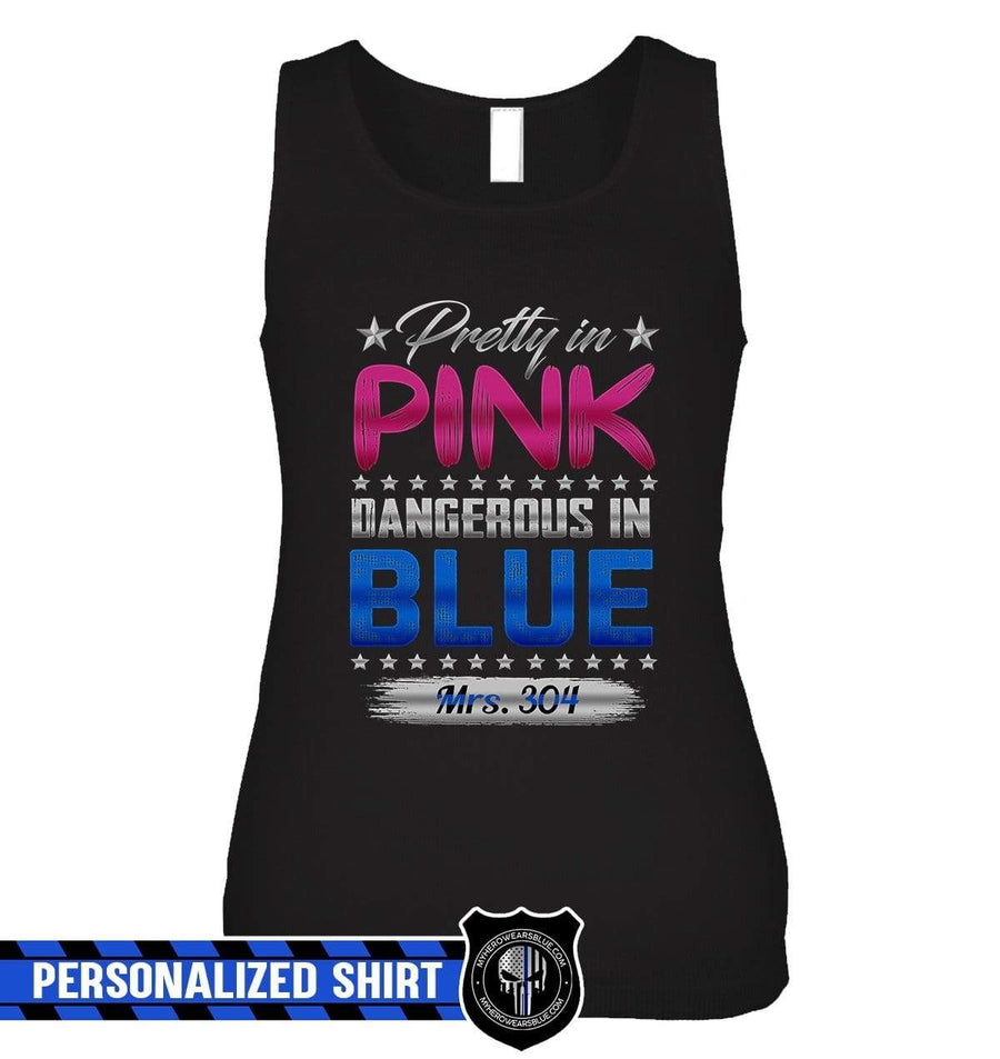 Tank Top Premium Women's Tank / XS / Black Personalized Tanktop - Pretty In Pink Dangerous In Blue