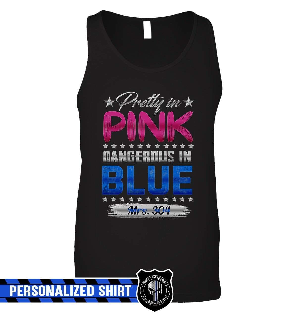 Tank Top Standard Unisex Tank / XS / Black Personalized Tanktop - Pretty In Pink Dangerous In Blue