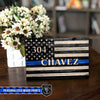 Thin Blue Line - Police Badge - Name Canvas Personalized Wood Prints