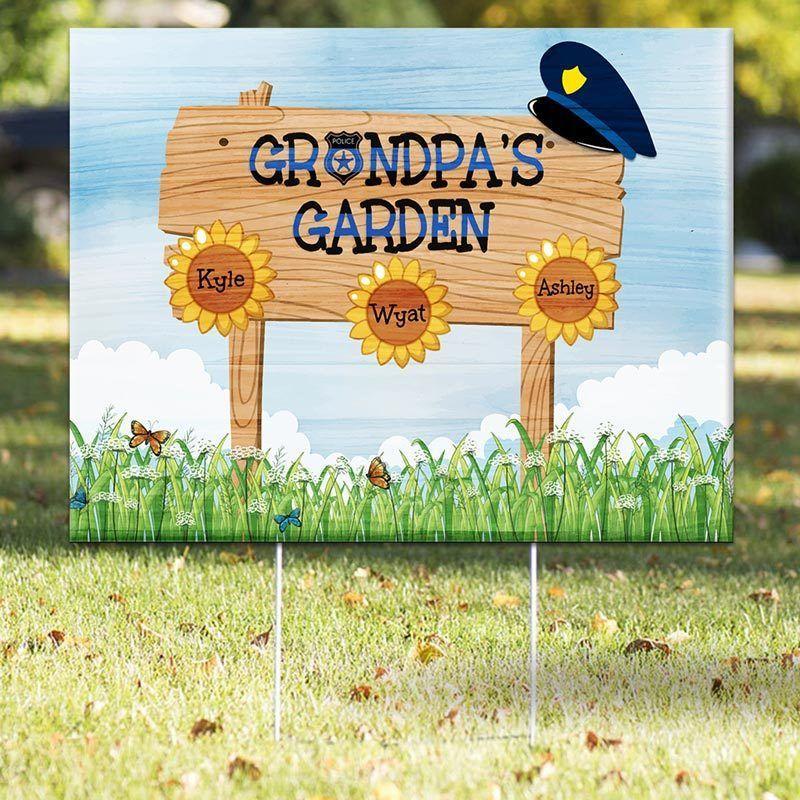 Grandparents Garden Police Personalized Yard Sign