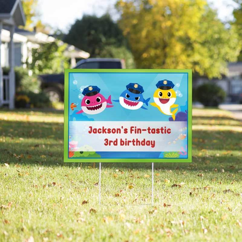 Police Baby Shark Birthday Personalized Yard Sign