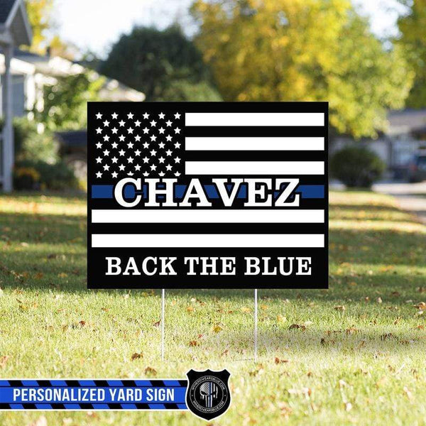 TBL - Back The Blue Personalized Yard Sign - My Hero Wears Blue