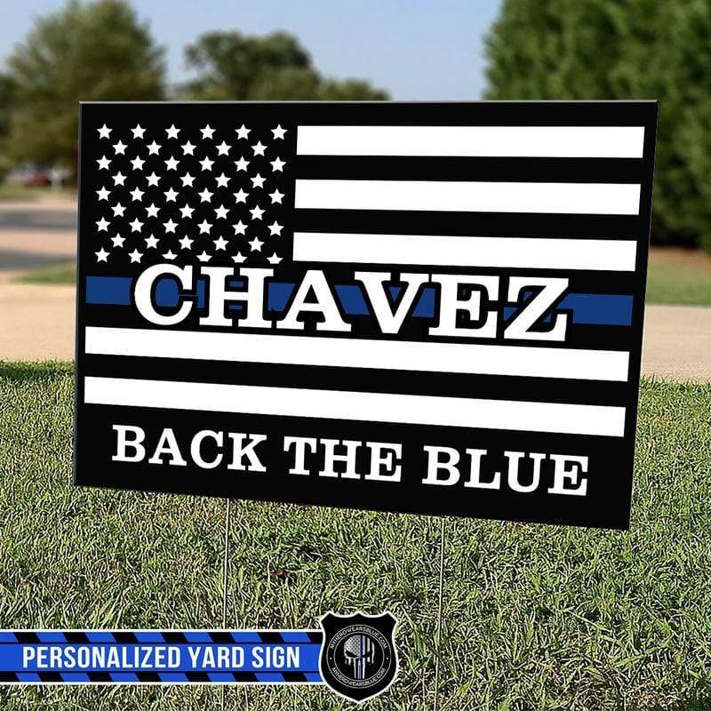 Thin Blue Line - Back The Blue Personalized Yard Sign